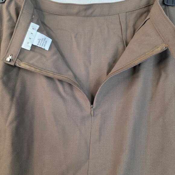 Wool Maxi Skirt Large Brown Split Detail Classic Long Length by Gett New - Picture 3 of 9